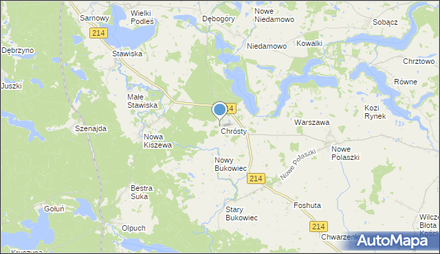 mapa Chrósty, Chrósty gmina Stara Kiszewa na mapie Targeo